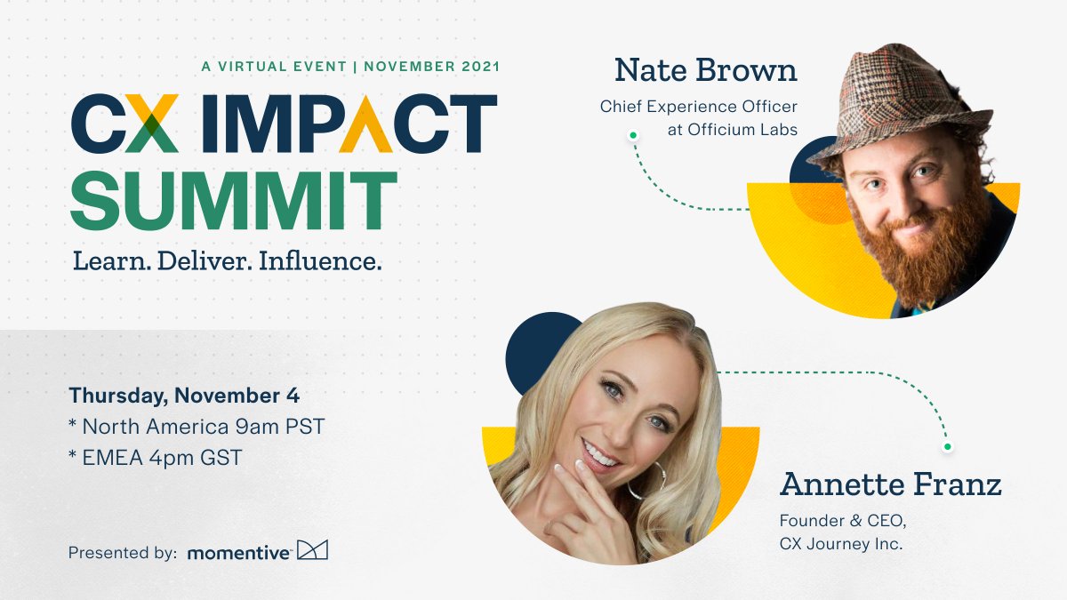 annettefranz's tweet photo. In a space that is constantly evolving, it's time to refocus on #customerexperience. Join me, @CustomerIsFirst, and a handful of other industry experts THURSDAY at #CXImpactSummit to learn how to put your customers first. Save your spot! https://t.co/yfFX3LCkro #cx https://t.co/rjYRQfzyBr