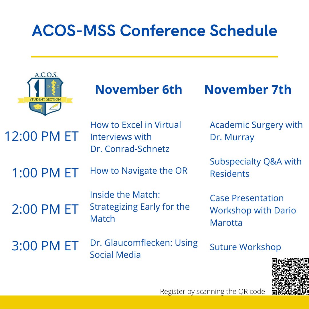 ACOS_MSS's tweet photo. We are just days away and very excited to see you all this weekend! @kc140605 @Inside_TheMatch @DGlaucomflecken @KSMurrayUro @DarioMarotta_ @ACOSurgeons @AcosResidents #MedTwitter #surgtwitter #Match2022 #MedStudentTwitter #surgery https://t.co/HIcC6HD6oG