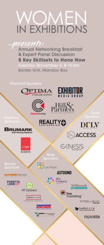 #WomeninExhibitions hosting a expert panel breakfast Tuesday AM at #exhibitorlive we are a proud sponsor of this important group!