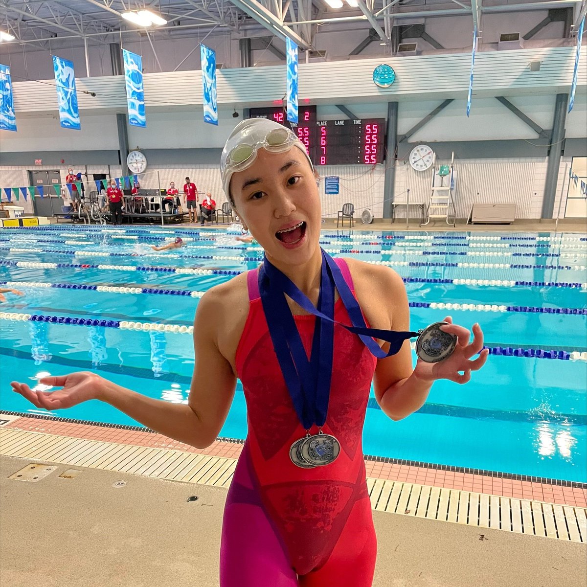 Congratulations to Ashley Ko who placed 1st in 3 of her swim events &amp; broke meet records for all three! 
1st in 100 meters freestyle 
1st in 100 meters fly
1st in 200 IM 
2nd in 100 meters backstroke
#AlphaStrong