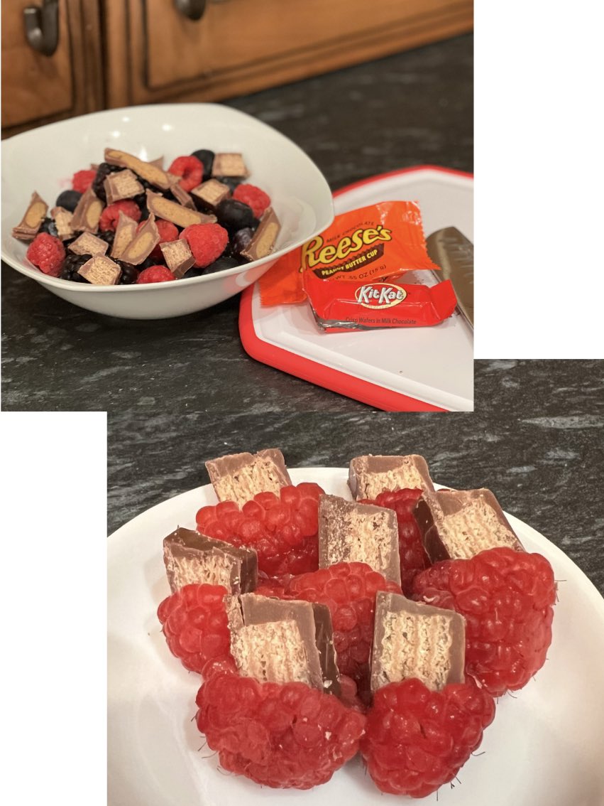 NutritionShari's tweet photo. Favorite Post-Halloween berry dessert every year! Second pic is option #2🎃🍫 #halloween  #candy #berries #dessert #everythinginmoderation https://t.co/gv28duMwKu