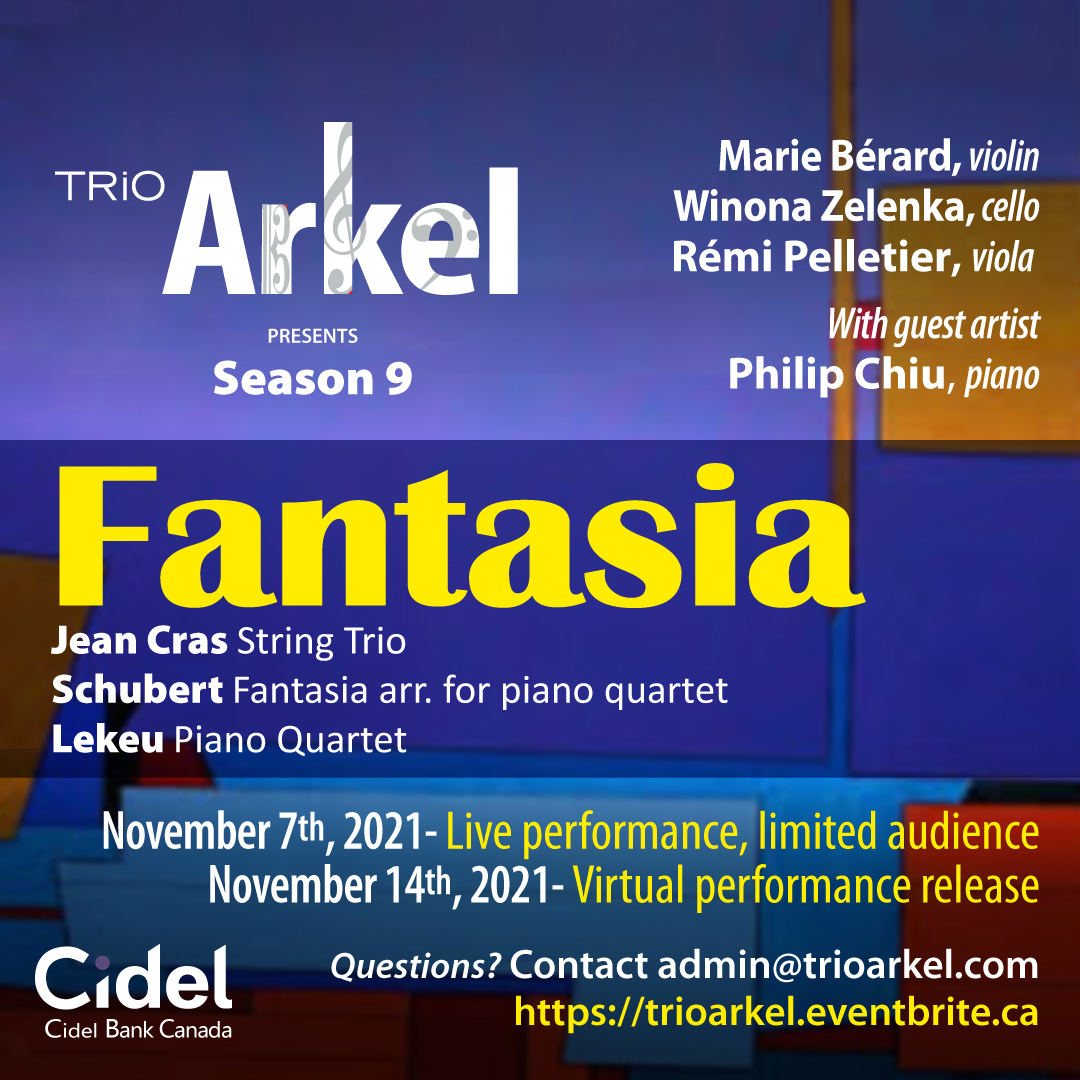 Fantasia | Live &amp; Virtual | NOV 7 - 1 WEEK AWAY 🎻🎶 - mailchi.mp/53a54ea53448/f… us for a fantastic afternoon of music | Guest: Philip Chiu-piano | Jean Cras - String Trio | Schubert - Fantasia arr. for piano quartet | Lekeu - Piano Quartet. Tickets: eventbrite.ca/e/fantasia-tic…