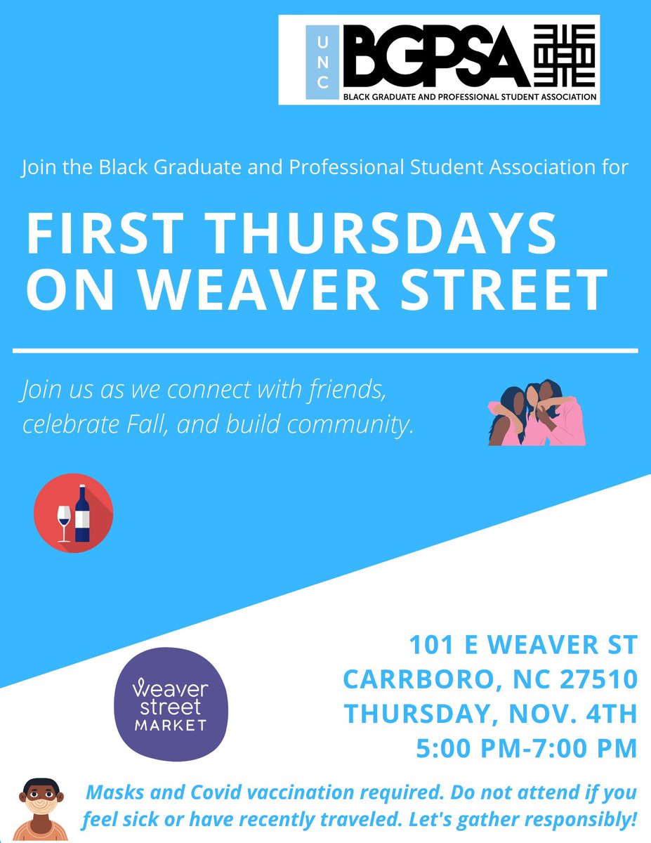 Join us for our November (that’s right, it’s November 🙃) First Thursday social this Thursday 11/4 at the Weaver Street Market patio @ 5pm!