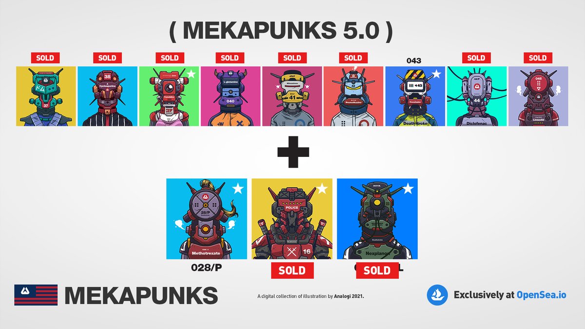 AnalogiArt's tweet photo. GM everybody!!

This week the gas fees were too expensive but we managed to sell 10 out of 12 MEKAPUNKS 5.0 drop. It’s a tough time for nft artists and collectors. 

We thank you so much for always supporting MEKAPUNKS.

#NFTs #NFTCommunity #OpenSeaNFT #NFTdrop #NFTcollection https://t.co/fTVeU4iXlR
