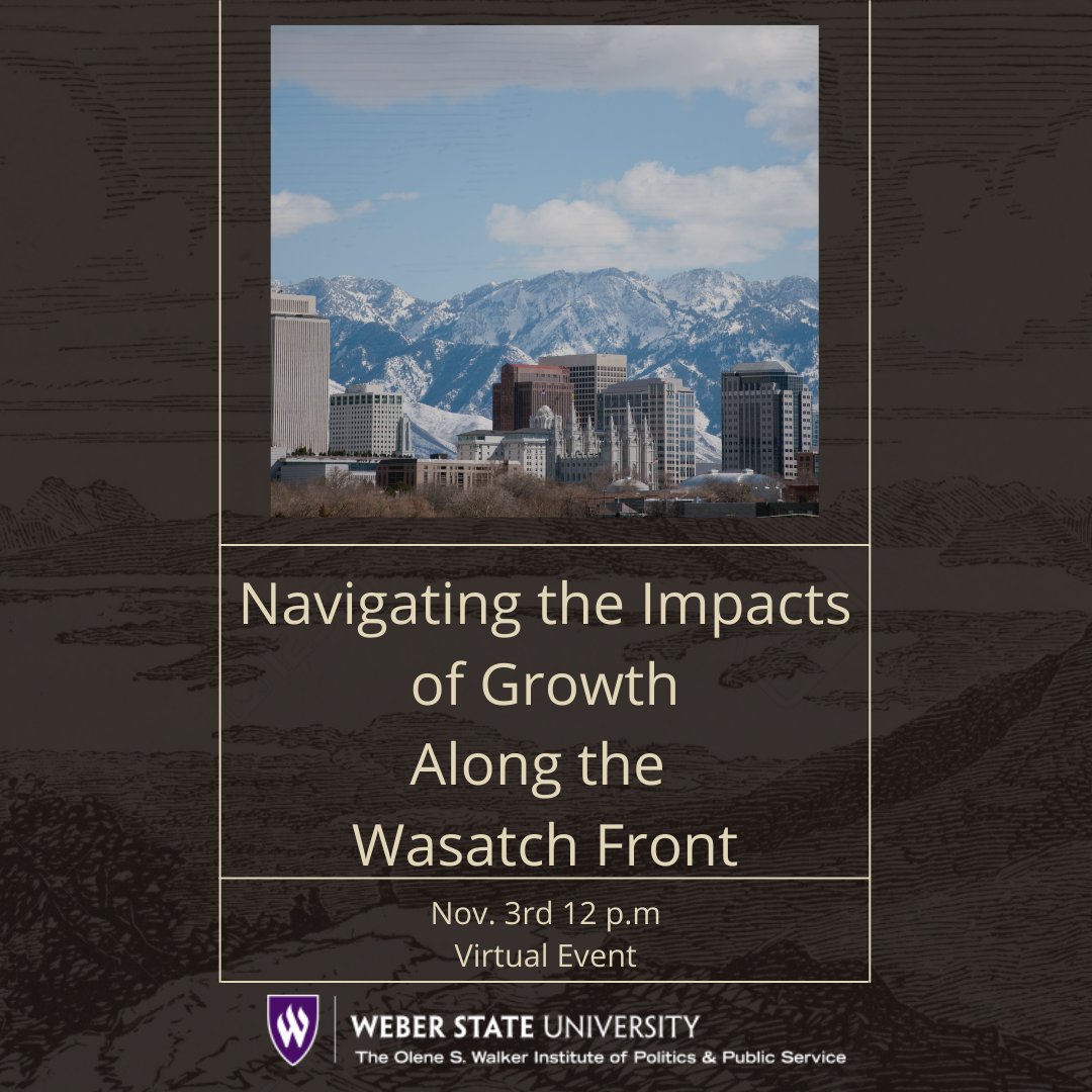 Utah has experienced major growth in the last decade. How well have we managed this growth and what can we do to improve? Please join us for our Economic Forum webinar on WEDNESDAY, NOVEMBER 3rd AT NOON as we discuss this important topic.

weber.zoom.us/webinar/regist…
#Utah #Ogden