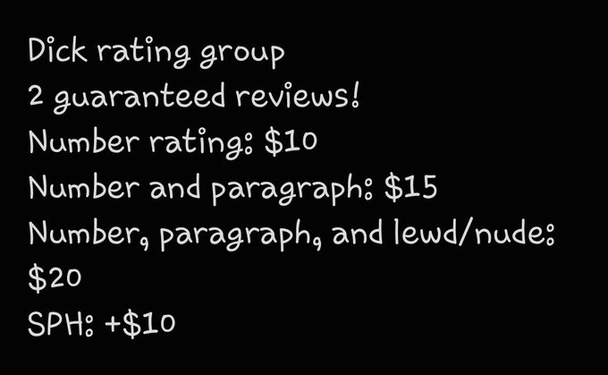 I've got another dick rating group going! It's only 2 guaranteed reviews so it's a little less money<a href="/tag/mytwitteranniversary"class="tags"><span>#mytwitteranniversary</span></a>