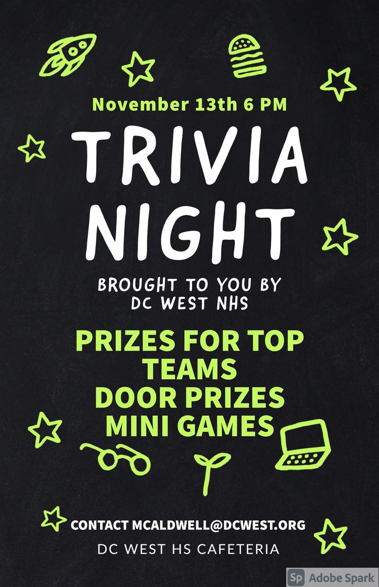 It’s November! A little under two weeks until our trivia night - sign up now by emailing Mr. Caldwell!