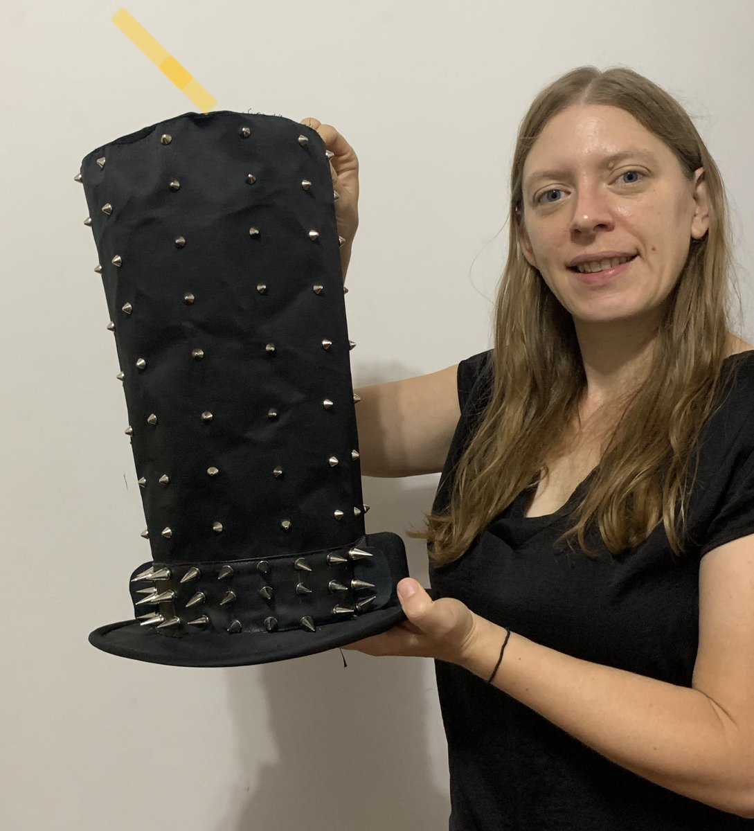 cosplaymandy's tweet photo. I recently made this Alice Cooper hat as a commission! It took a ton of studs! They’re not easy to attach! 😅 #cosplay #cosplayer #cosplaycommissioner #cosplaying #cosplayers #cosplaymandy #cosmaker #cosmakers #alicecooper #alicecooperfans #alicecooperfan #alicecoopercosplay https://t.co/FidxhmgVLG