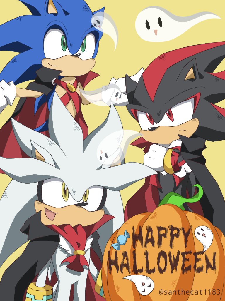 Sonic Shadow Silver the Hedgehog Halloween Fan Art 