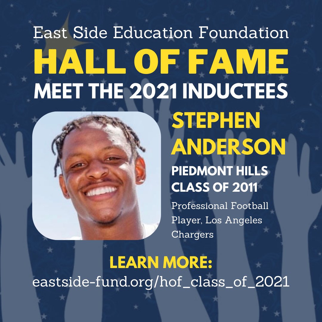 esuhsdef's tweet photo. Have you met our 2021 Hall of Fame inductees like @S_Anderson89? Get to know them at dinner on Saturday, November 13th!
Tickets going fast: https://t.co/PxdZxO3ypy
#EastSideHOF2021 #ESSJ #ESUHSD #ESUHSDProud #EastSideSuccess #WeAreEastSanJose #PiedmontHills https://t.co/SeUmy4ogUJ