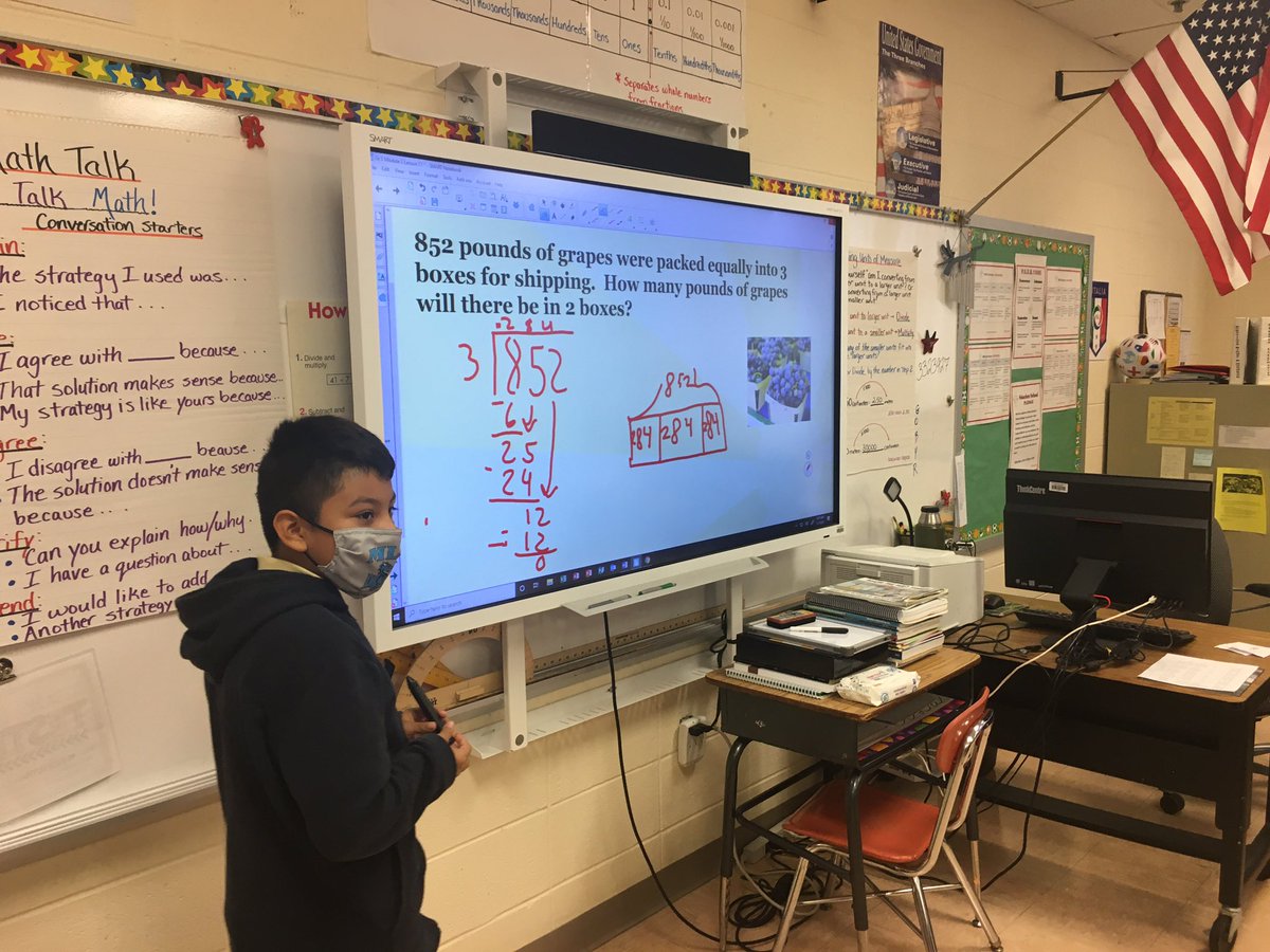 msanchez_crew's tweet photo. 5th graders engaged in solving multi-step problem. Mr. Genovese invites various students to share their thinking and strategies used to solve the problem. #engagement #highlevelsoflearning @Hartford_Public @corinne_barney @mrs_plis https://t.co/XmpZjasI7h