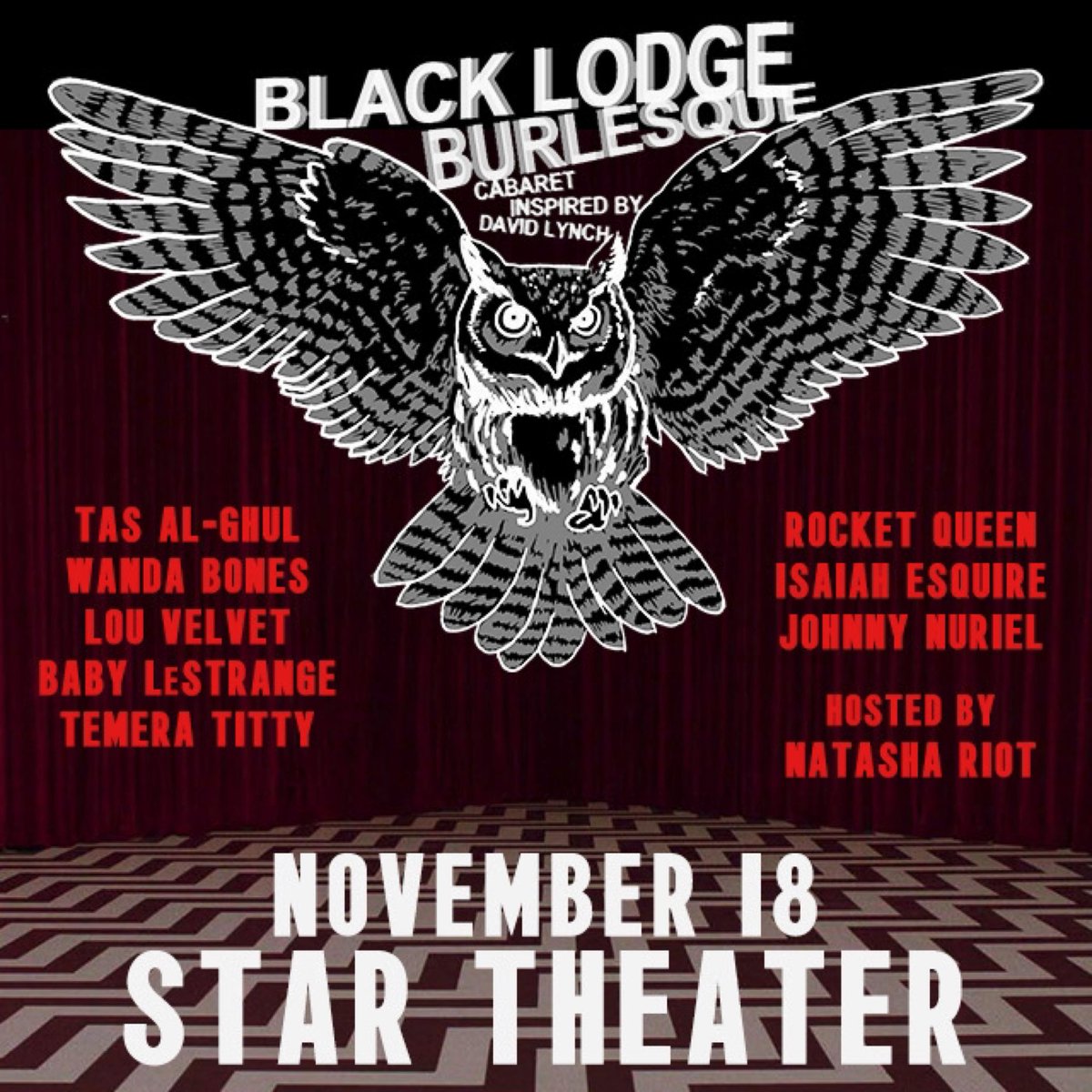 Link in bio for tickets to Black Lodge Burlesque on November 18 @StarTheaterPDX #portland #portlandevents #pdx #davidlynch #blacklodge #twinpeaks #pdxpipipeline
