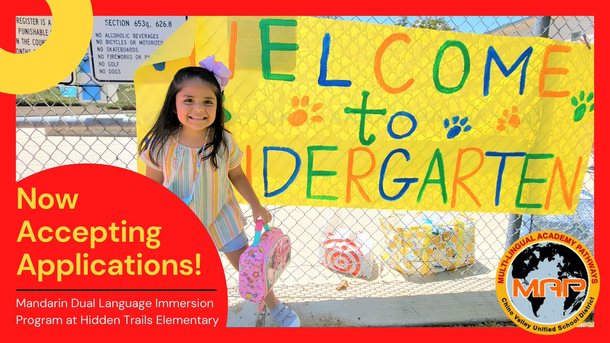 ChinoValleyUSD's tweet photo. Parents & guardians can now complete the #DualLanguageImmersionProgram Application for the #Mandarin program launching @HiddenTrailsCV. Visit https://t.co/iFModaliT1 to learn more about this fantastic program! Enrollment for the 22/23 SY is for incoming #Kindergarten students. https://t.co/15DRK4iKnz