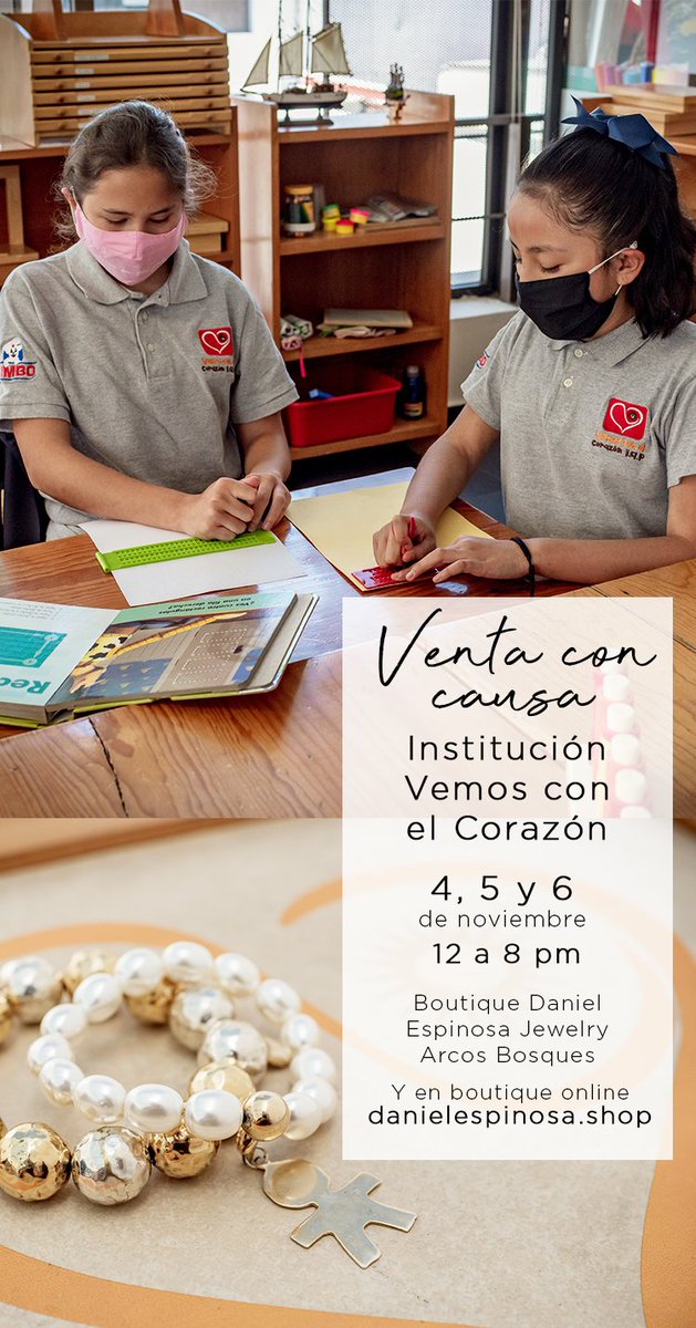 Este 4, 5 y 6 de noviembre <a href="/DEJewelry/">Daniel Espinosa jewelery</a> tendrá una #ventaconcausa con la que cada cliente ayudará a que las personas con #discapacidad visual del valle de #Toluca se sigan capacitando y rehabilitando.