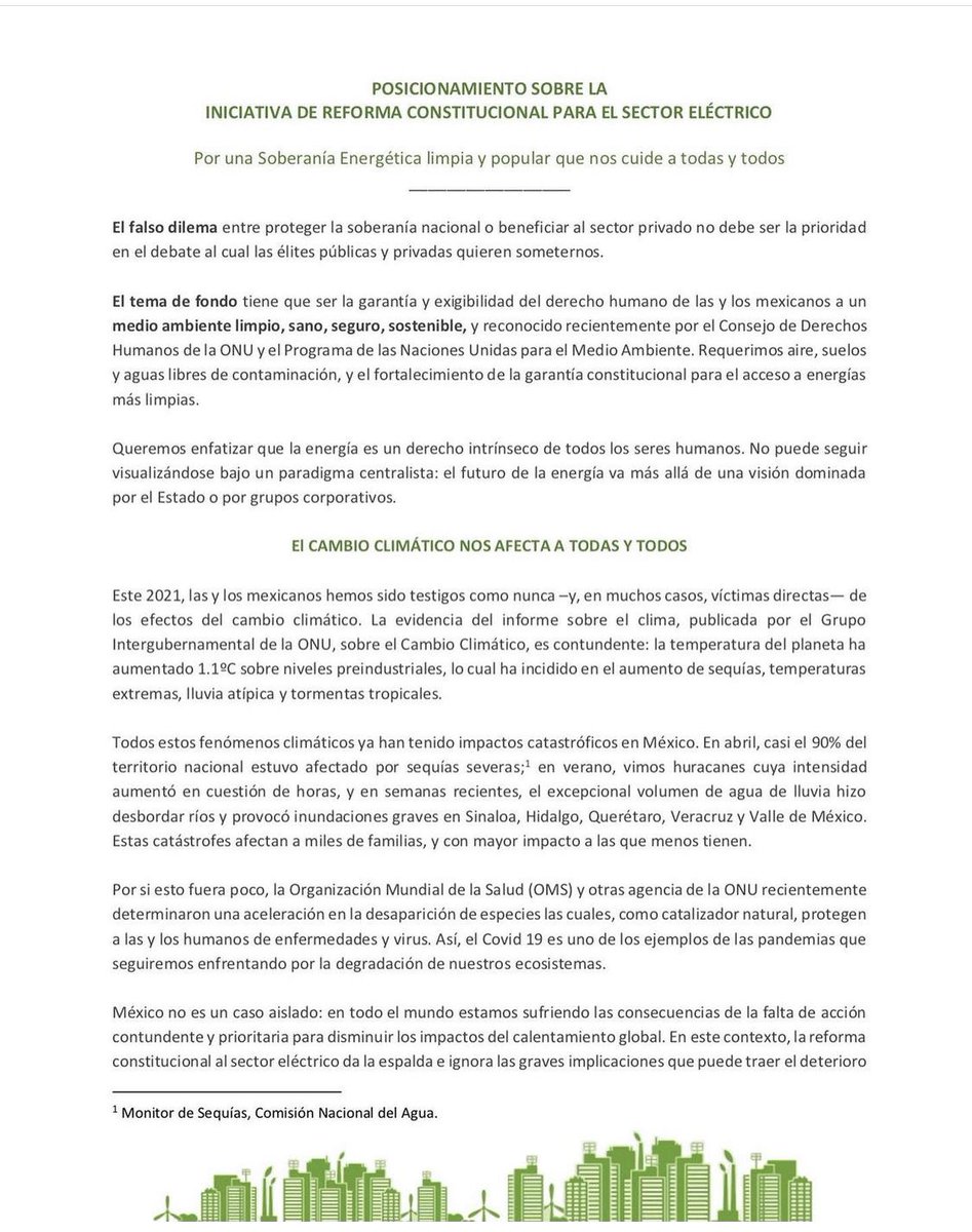 nuestrofuturoac's tweet photo. Nuestro derecho a un medio ambiente sano y limpio va por encima de cualquier debate entre intereses estatales y privados. Exigimos a nuestros legisladores corregir la #ReformaEléctrica por nuestra salud, por nuestro futuro y por la #EmergenciaClimática 

#JóvenesPorNuestroFuturo https://t.co/ThxcS7e6cS