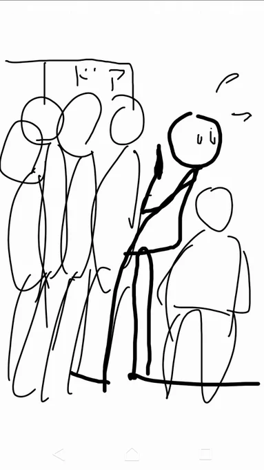 小田急通勤なう マジで腹筋と腰がヤバくなる体勢なう・・・💦(今描いた 
