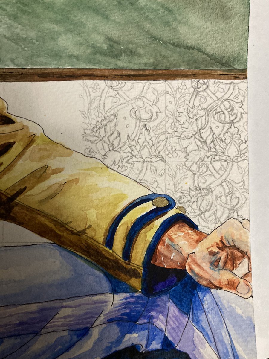 xtinethepirate's tweet photo. when I’m found, throttled by my own hand in my sleep, let it be known that @elanorofcastile didn’t dissuade me when I said I wanted to draw William Morris textiles in my fanart. https://t.co/30eqlaggAn