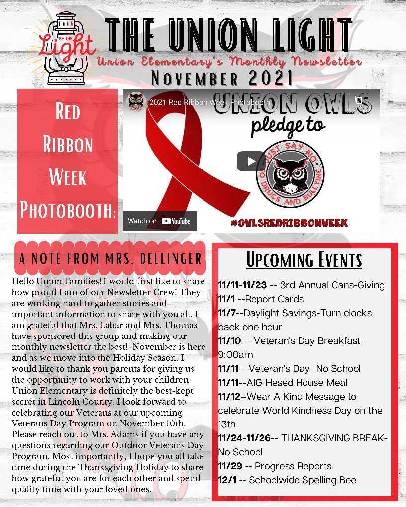 Union_Owls's tweet photo. November Newsletter — Our Newsletter Crew is doing a fantastic job! #bethelight ❤️🦉

Click the link below to view our digital newsletter and watch videos:
https://t.co/gEUnC1hJgI https://t.co/3KpoZOPc6s