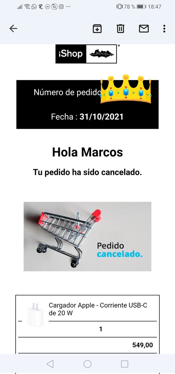 LOVELYKARELI's tweet photo. @iShop_Mixup porqué me cancelan un pedido sin una explicación? Dónde puedo consultar los detalles? Ya que compré sin crear una cuenta https://t.co/w6gaLkzLPA
