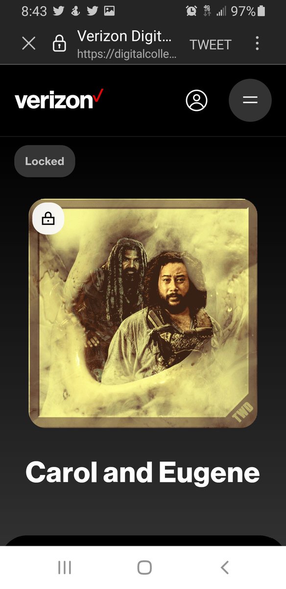 reneenee652003's tweet photo. Ummmmm....I think it's messed up there @Verizon because I don't think this is Carol &amp; Eugene...🤔 but I could be wrong @smugorange
@kharypayton #TWDNFTDrop https://t.co/AvtbLTPupD
