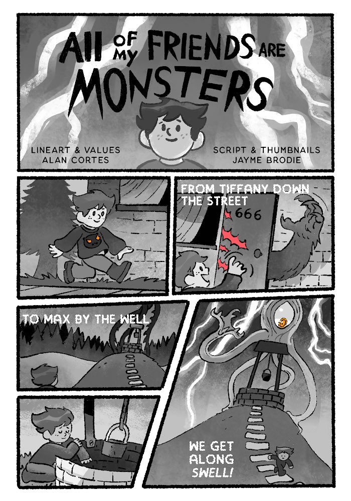 Happy to say I worked on a fun little spooky comic with @Jaymajaym!!! Give it a read and enjoy 🎃🎃🎃
She created the script and thumbnails and I worked on the lineart/values :) 