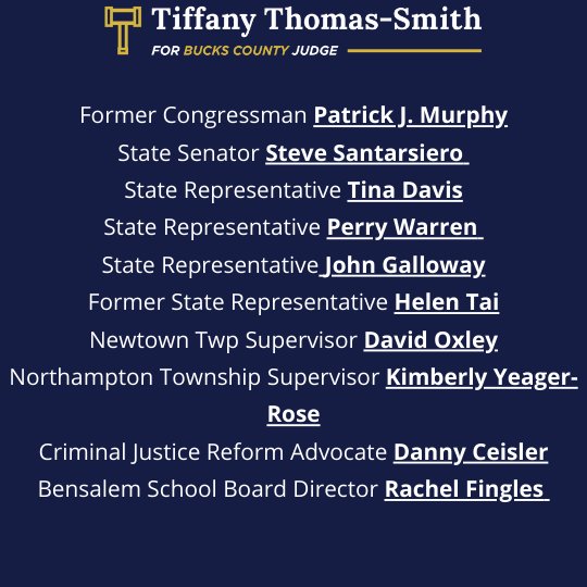 Tiffany4Judge's tweet photo. I'm so proud to be supported by these community leaders!  #TeamTiffany 

Make your plan to vote and for more info visit ⤵️

https://t.co/3ogAIgTGNI

#BucksCounty 
#ElectionDay
#Election2021
#Pennsylvania
#GOTV https://t.co/qc3oGcUckC