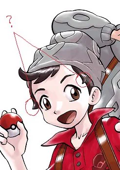 初登場時はキャラの絵が不安定なものだけど、ポケスペ剣盾第1回の載った本誌2020年1月号の表紙用に描いた創人のこのもみあげのチョロッは何なんだ?最近は目の形以外は独自アレンジをする意図がないので、たぶん公式イラストを見ながら描きつつも、こういう誤認をしたまま進めてるんだなあ。 