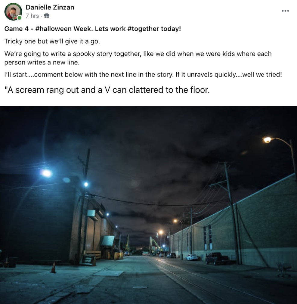 Frucor Suntory showing us how it’s done when it comes to using @WorkplacefromFB to bring people together to have a bit of fun 👻🎃

A spook-tacular way to get everyone involved, and why stop at Halloween?! PSA: Christmas is just eight Fridays away 😳

#wpchampion