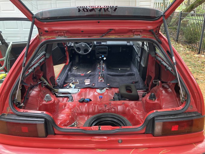 oh yeah civic update: treated interior with plastic restorer, patched up a large tear in the carpet,