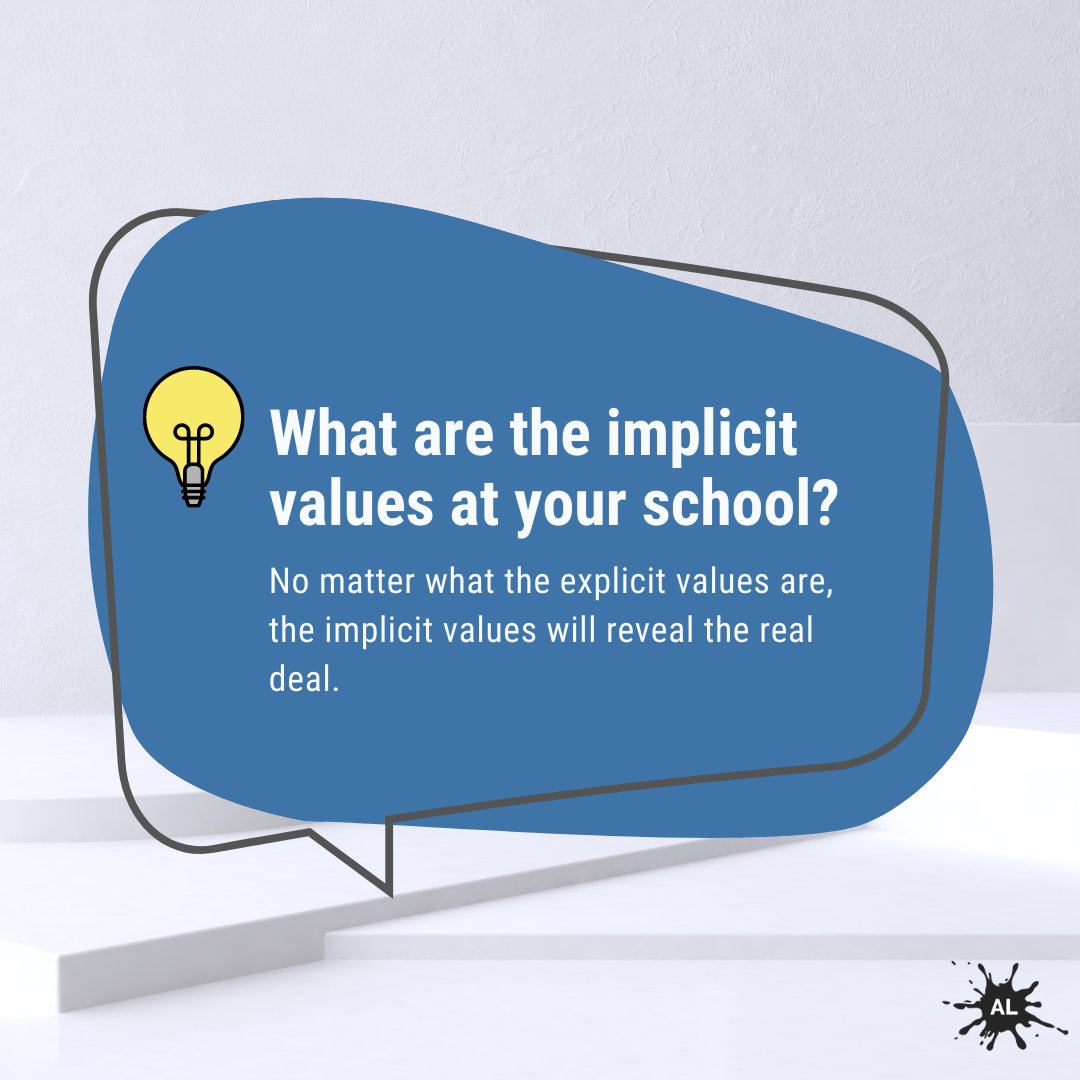 NZPEteacher's tweet photo. We have explicit values stated in our school, &amp; also a number of implicit values woven throughout our communities. These can have a +ve and -ve effect on our communities. What implicit values live unstated within your school community? #edchatnz #wellyed #eduleadership #edchat https://t.co/p1QqN6Fg6R