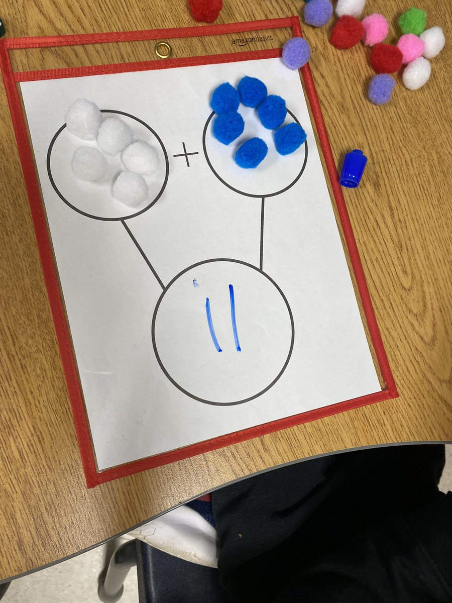 heatherimrie's tweet photo. We are adding 2 new activities to our math centres! Today, we learned how to do the activities. 

1. Roll a die and add that many pompoms to circle #1. Repeat for #2. Add the pompoms together to get your total!

2. Spill a cup of 10 chips. Place them on a ten frame to make 10! https://t.co/VPt1EoHVs3