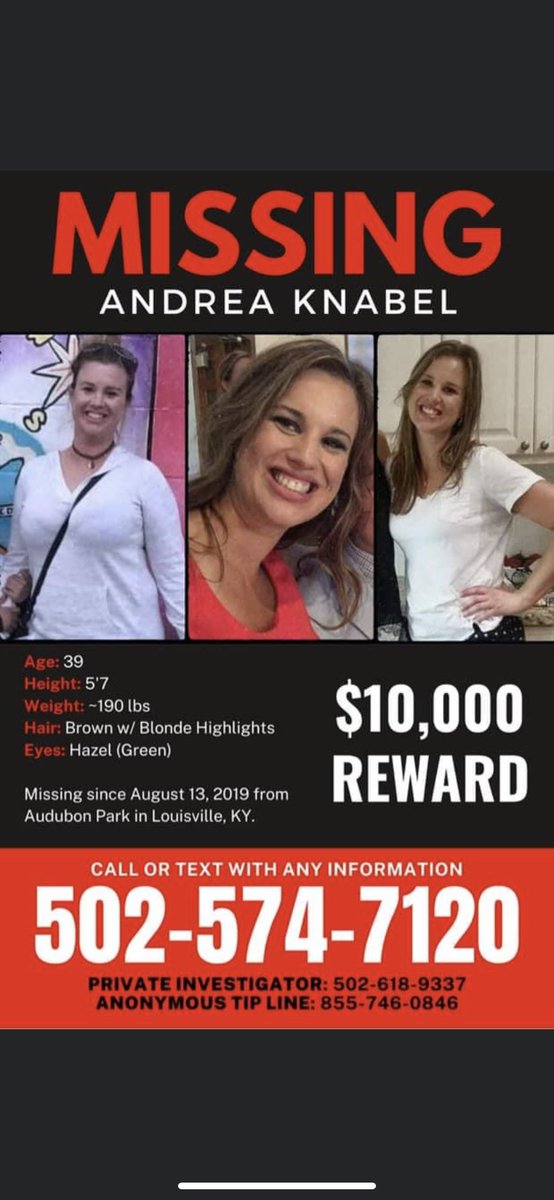 chelcfinds's tweet photo. Please share!!!!
Where is Andrea Knabel
#FindAndrea #Discoveryplus #MissingPerson #MissingInAmerica #truecrime #gabbypetito #justiceforgabby #gabbypetitofoundation https://t.co/NhgC7Df212