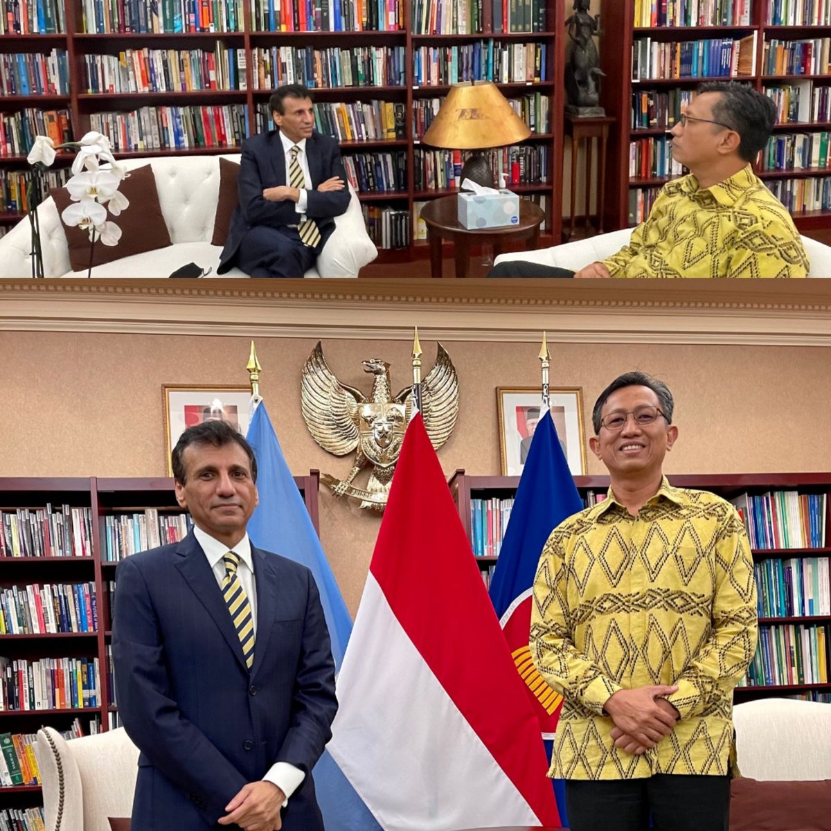 Had a great discussion on various common issues with PR of @oman_un, H.E. Dr Mohammed bin Awad Alhassan 🇮🇩 🇴🇲 

Thank you, Excellency & look forward to continuing our cooperation! 

#IniDiplomasi @indonesiaunny