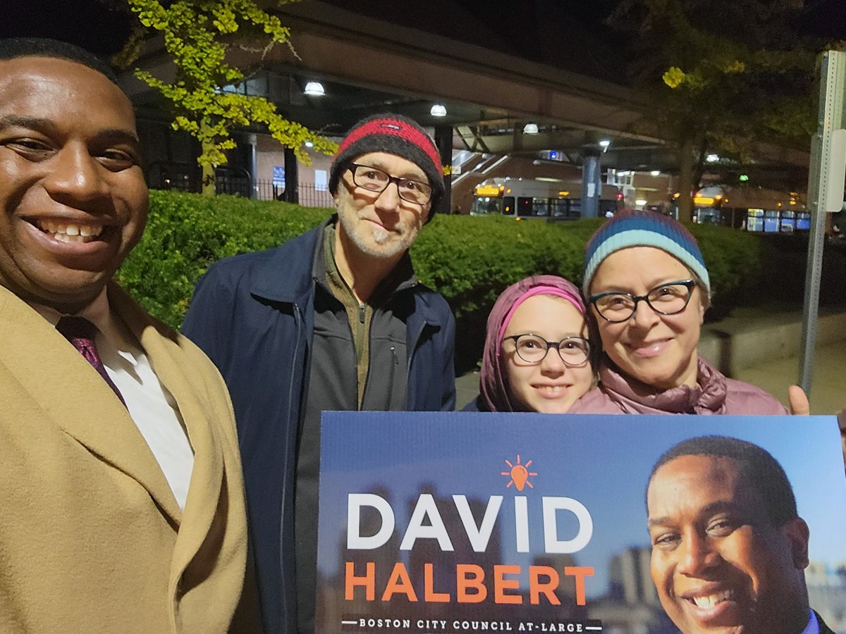 votehalbert's tweet photo. Just ran into Edith, Peter, & Eleanor while they were out for a walk in #JamaicaPlain. Never too late to say hi to #TeamHalbert members - or to get a new sign location! #bospoli https://t.co/qibkOhoMVs