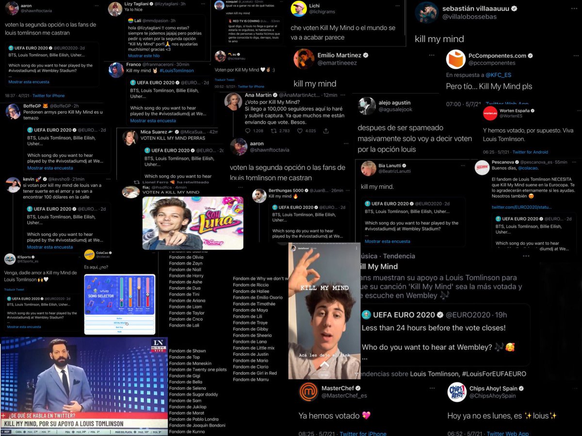 it's always good to remember when many celebrities / influencers supported and asked to vote for "kill my mind" by louis tomlinson for the euro copa, it was from another world.