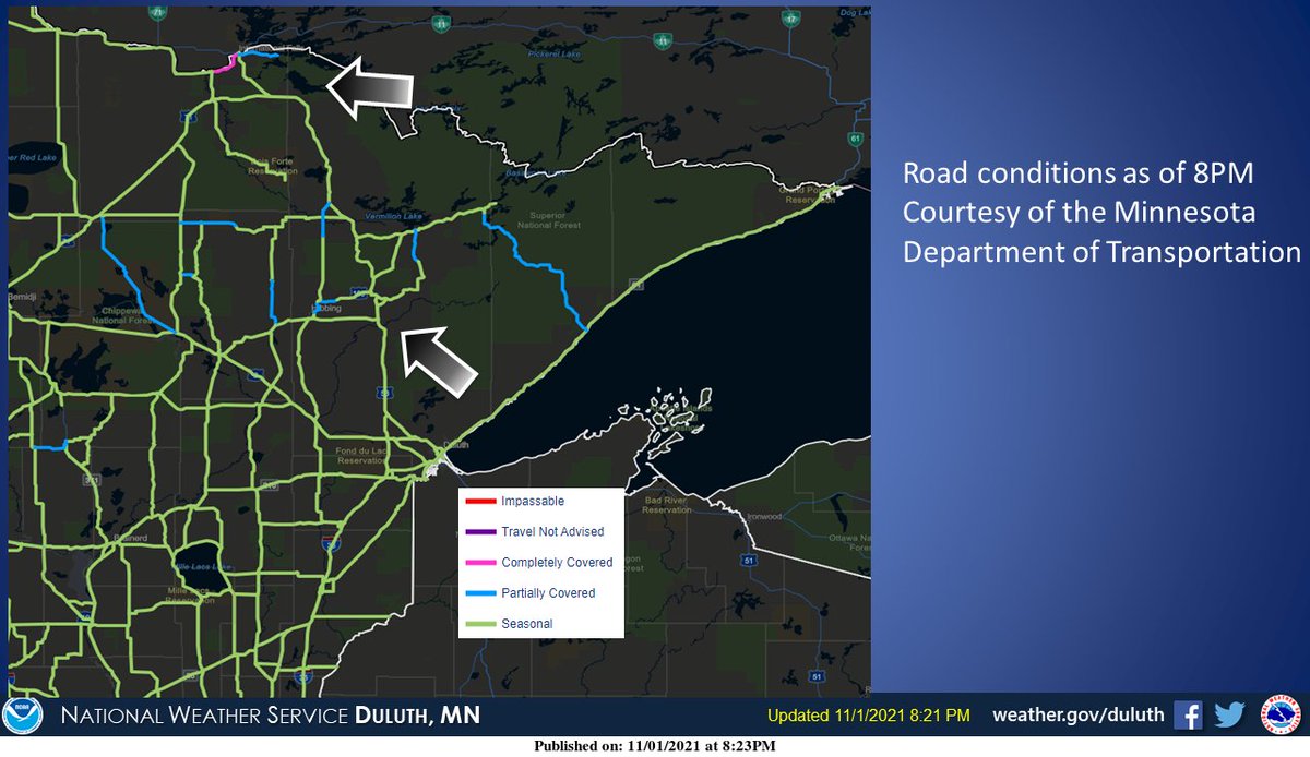 RT @NWSduluth: Here are the road conditions as of 8 PM courtesy of the Minnesota Department of Transportation. #mnwx https://t.co/VwVe4OqsFm
