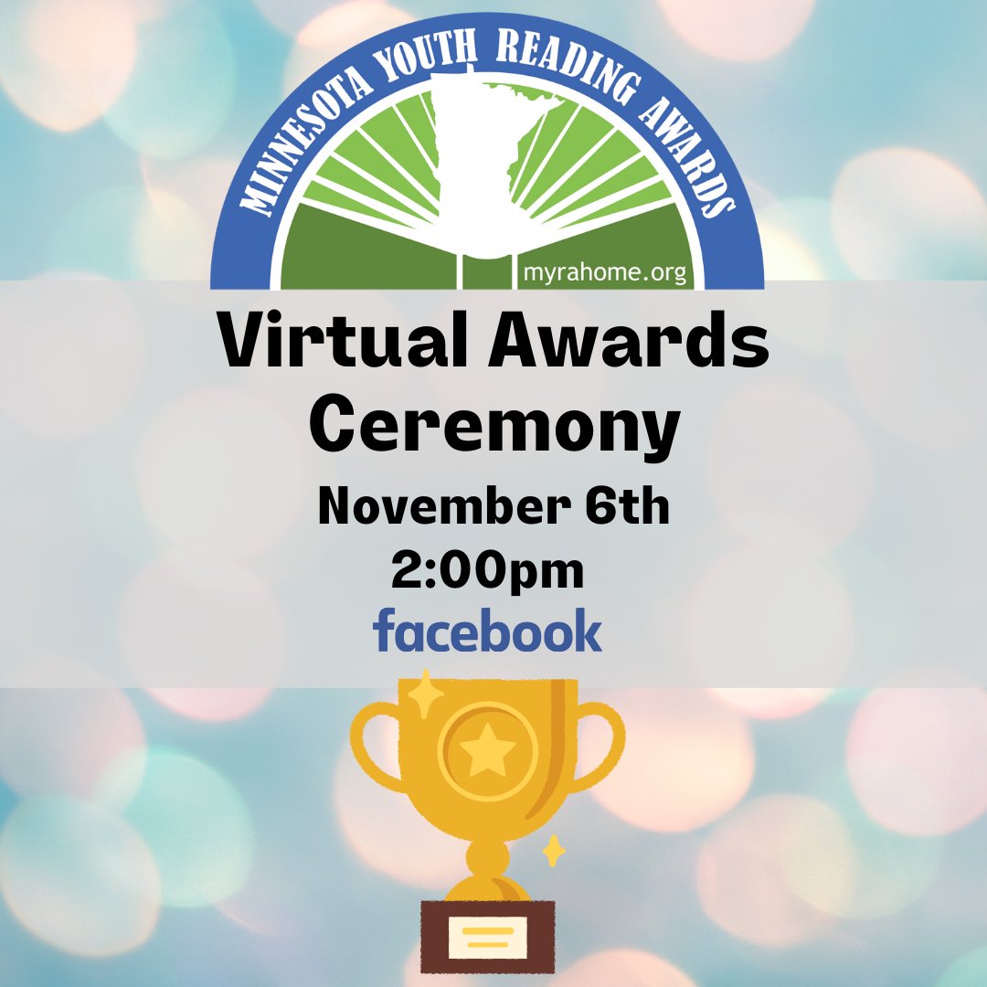 Join us for the 2021 Minnesota Youth Reading Awards.
Saturday 2PM fb.me/e/Yz9zItv3