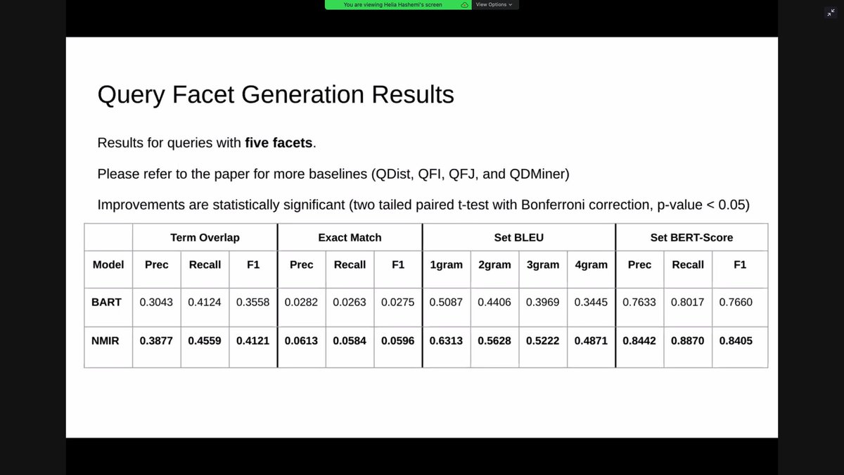 Damiano Spina 🦋@damianospina.com (@damiano10) on Twitter photo Now <a href="/HashemiHelia/">Helia Hashemi</a> presenting NMIR for learning multiple intent representation and evaluated for query facet generation #CIKM2021 Now <a href="/HashemiHelia/">Helia Hashemi</a> presenting NMIR for learning multiple intent representation and evaluated for query facet generation #CIKM2021