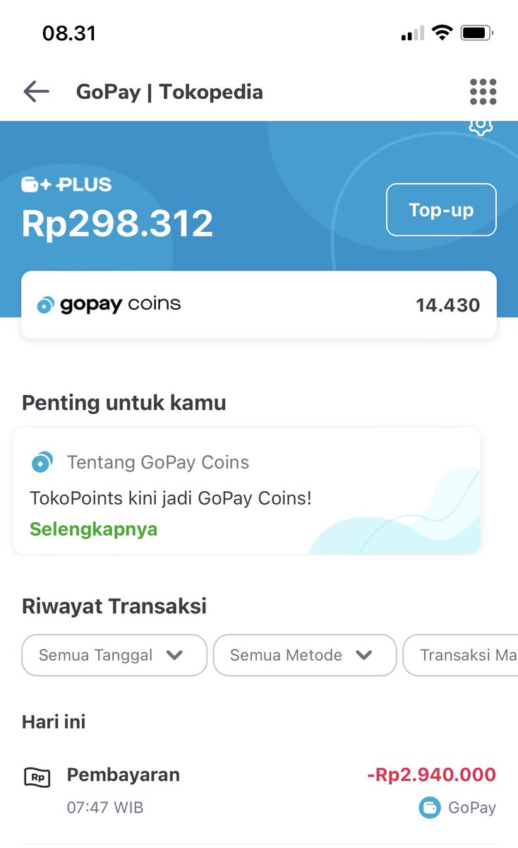bhucenk's tweet photo. @gopayindonesia @tokopedia 
Transaksi saya dibawah ini kok belum bisa ya?error toped?gopay?uangnya sudah di debet. https://t.co/XyDvy7EQIG