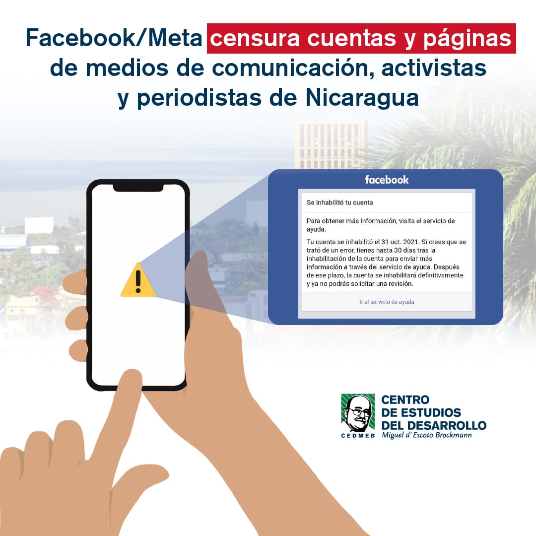 1- Desde el día de ayer, Meta ha empezado a censurar numerosas cuentas y páginas de activistas, comunicadores y plataformas digitales de #Nicaragua, que expresaban su respaldo a la Revolución sandinista.