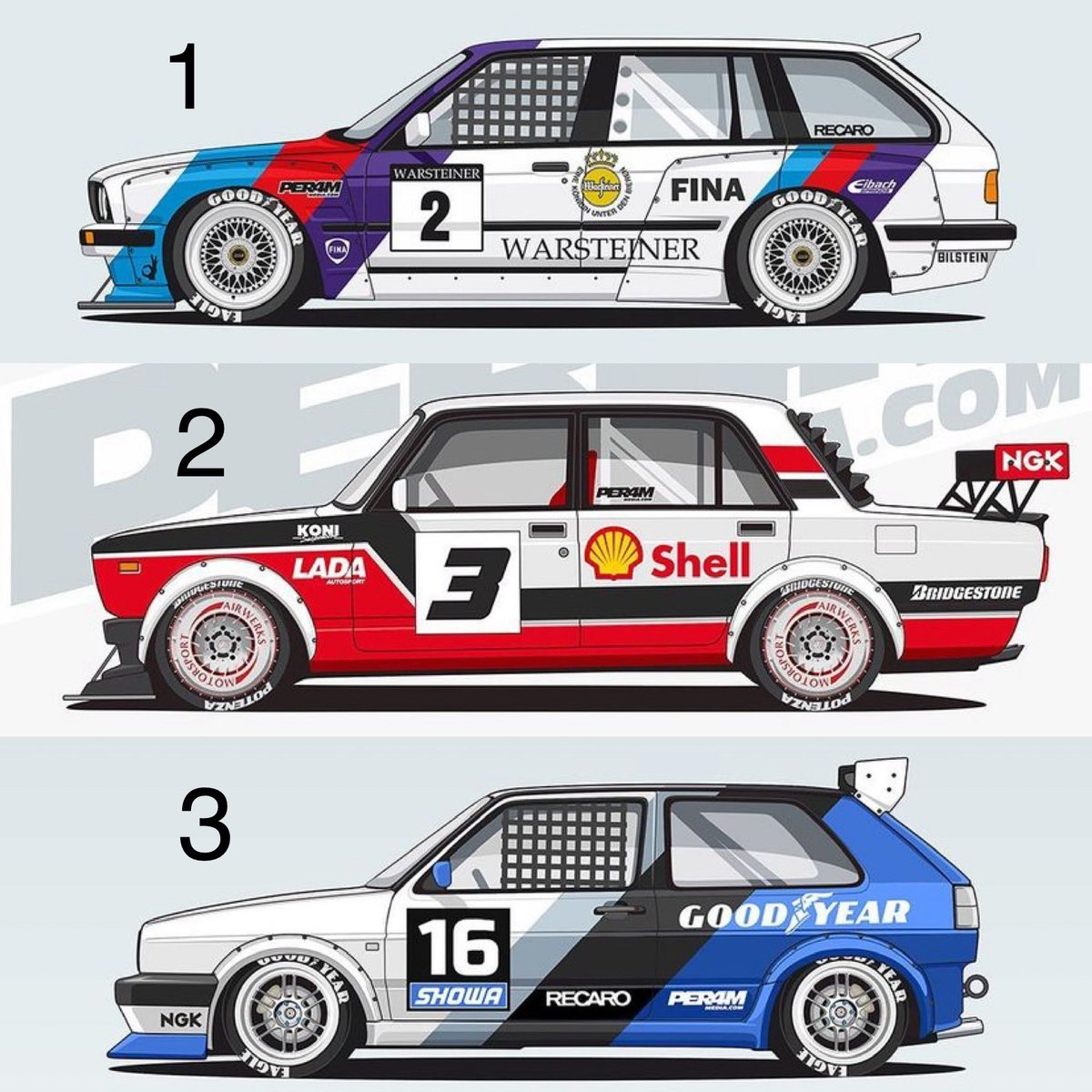 BMWE30CRZY4BMW's tweet photo. PICK YOUR RACE CAR - 1, 2 or 3
Tag #crzy4bmw #bmw_e30_crzy4bmw
#bmwe30crzy4bmw #e30crzy4bmw #bmwcrzy4bmw 
Creator per4m_media 👈
#pickyourbattles #pickyourride #pickone #racecarlife #racecardriver #racecarbuild #bmwwagon #vwgolfgti #ladaracing #låda #shellgas #BMW #beama #BIMAS https://t.co/npjhQadla1