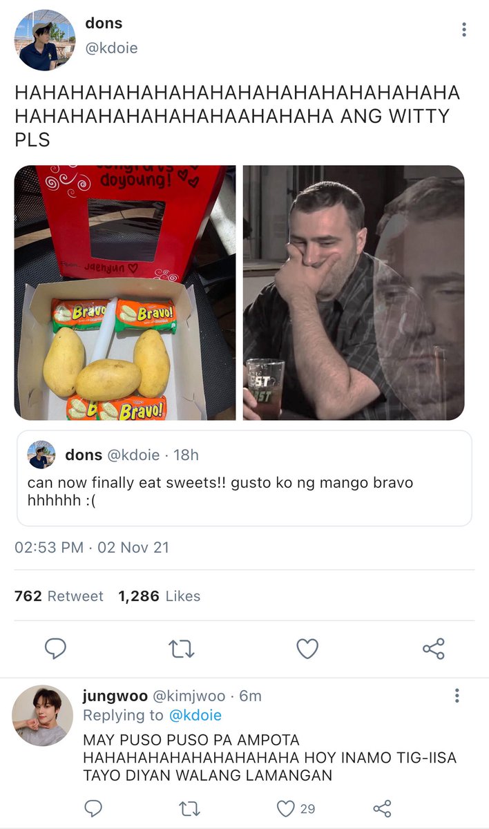 nahyuckst's tweet photo. #dojae / #jaedo filo au kung saan...

gusto lang naman ng mango bravo cake ni doie after his final musical show has finished. si jae? well, he just wanna secretly send him his congratulatory gift... yeah, i think that was the plan. https://t.co/qpoMqmCThQ