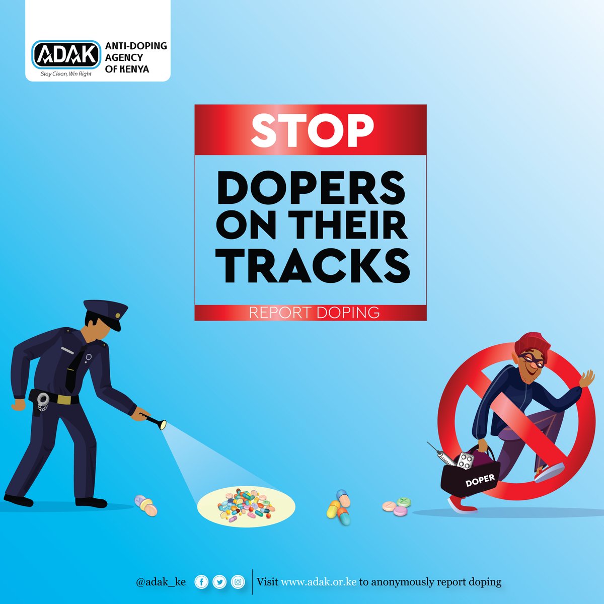 ADAKKENYA's tweet photo. Visit https://t.co/DPvfIJIbrH to anonymously report doping #staycleanwinright https://t.co/Adpzqsqnzl