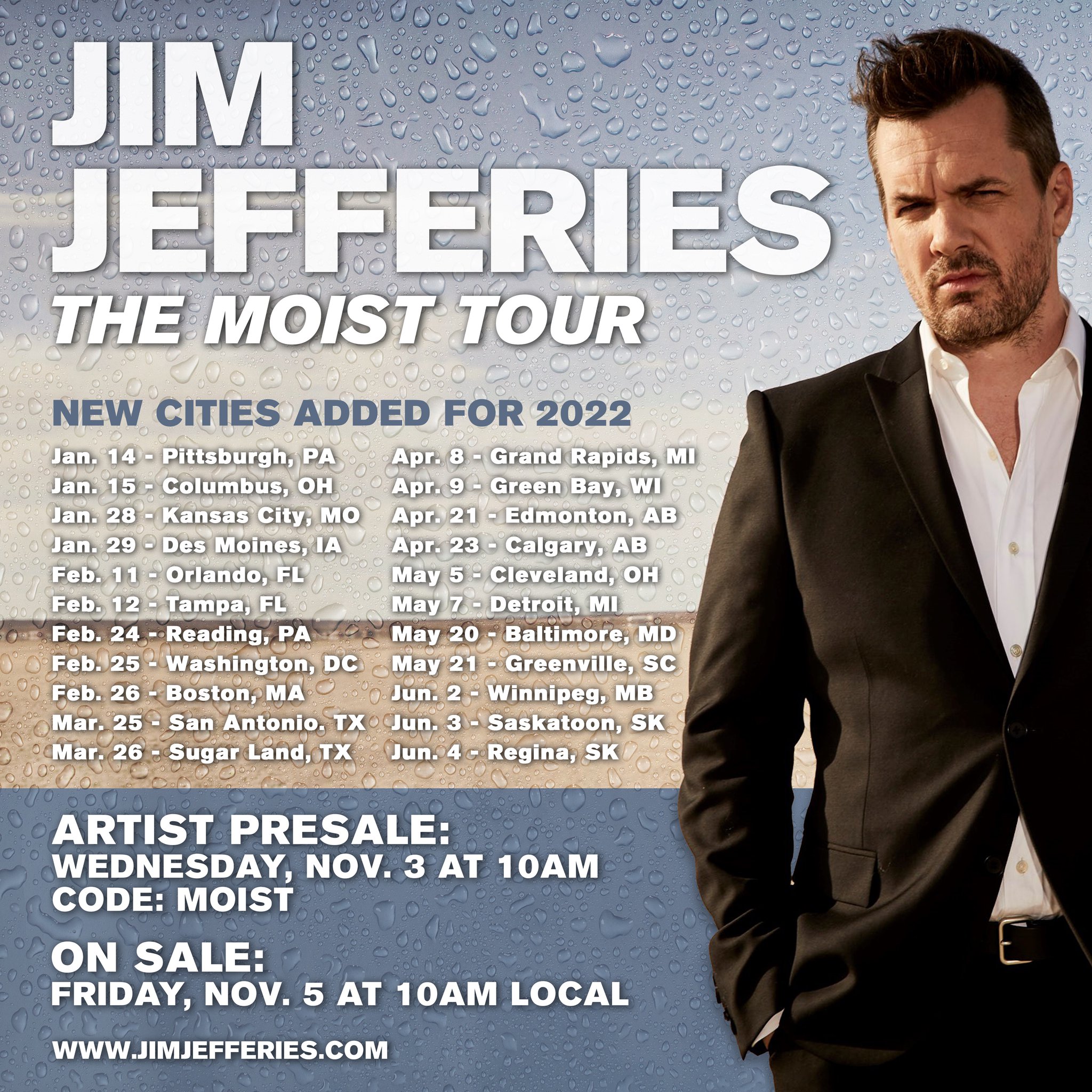 jim jefferies on Twitter "The Moist Tour is rolling into 2022 with so