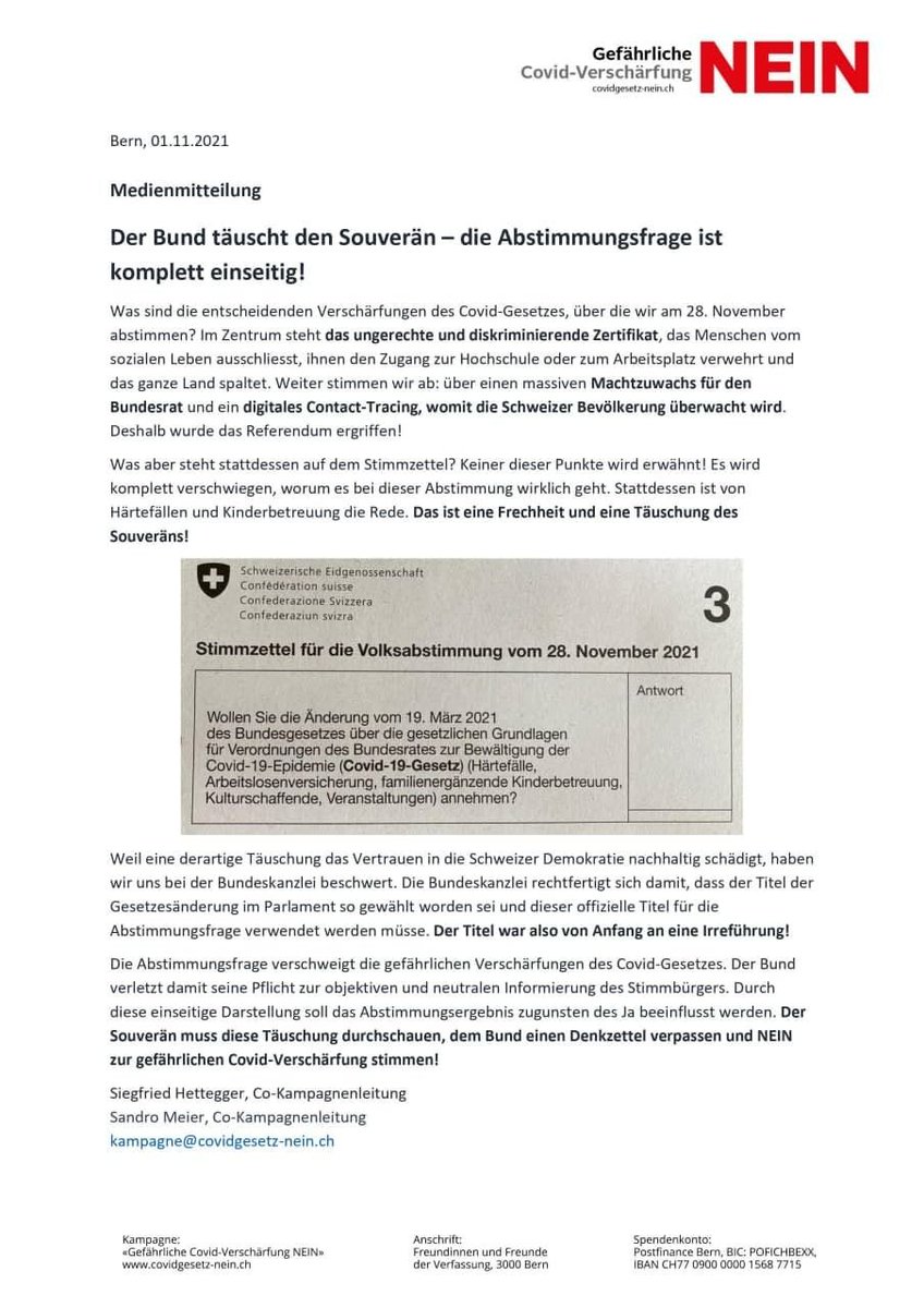 DanieleWeber_CH's tweet photo. Einmal mehr versucht der #Bundesrat mit Lügen und Täuschung die #Stimmbürger zu manipulieren und die Wahrheit zu verbergen. Darum NEIN zum #CovidGesetz . #Corona #COVID19 #CoronaGesetzNein #Abst21 #AfdS #SchweizAberNormal #coronavirus #CoronaInfoCH #Walliserkanne https://t.co/tKlheQILLO