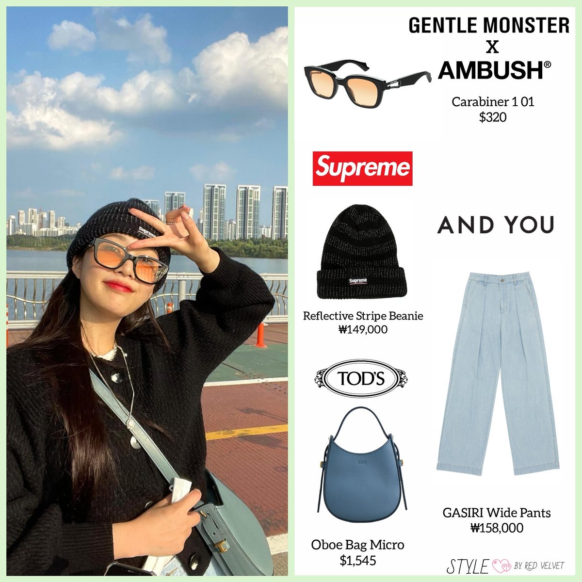 stylebyrv5's tweet photo. JOY 💚 211101 _imyour_joy update 

GENTLE MONSTER X AMBUSH, SUPREME, AND YOU, TOD'S

#REDVELVET #레드벨벳 #レドベル #JOY #조이 #ジョイ #styleby_joy https://t.co/TJOmNtj4pL
