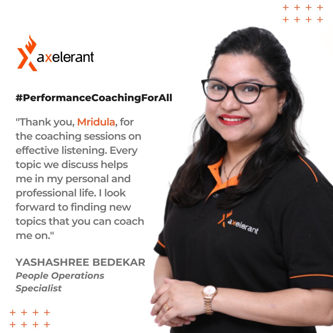 axelerant's tweet image. Just as @yashu_bedekar had @LifeCoach_Mridu&apos;s support, when you&apos;re #TeamAxelerant and want to polish your skills, know that you&apos;ll always have guidance waiting for you. 🤩

It&apos;s why we believe in #PerformanceCoachingForAll. 🤗 #LifeAtAxelerant