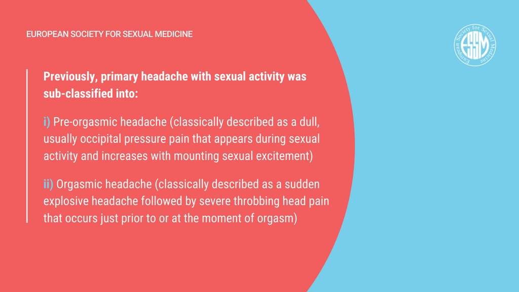 essm_tweets's tweet photo. #TriviaAnswer ✅ Pre-orgasmic and orgasmic headaches exist.

#TriviaTuesday #ESSM #SexEd #SexualHealth #SexualMedicine #ESSM2022 #orgasms #headaches #primaryheadaches

@Edop92 https://t.co/un8gh5qsuq