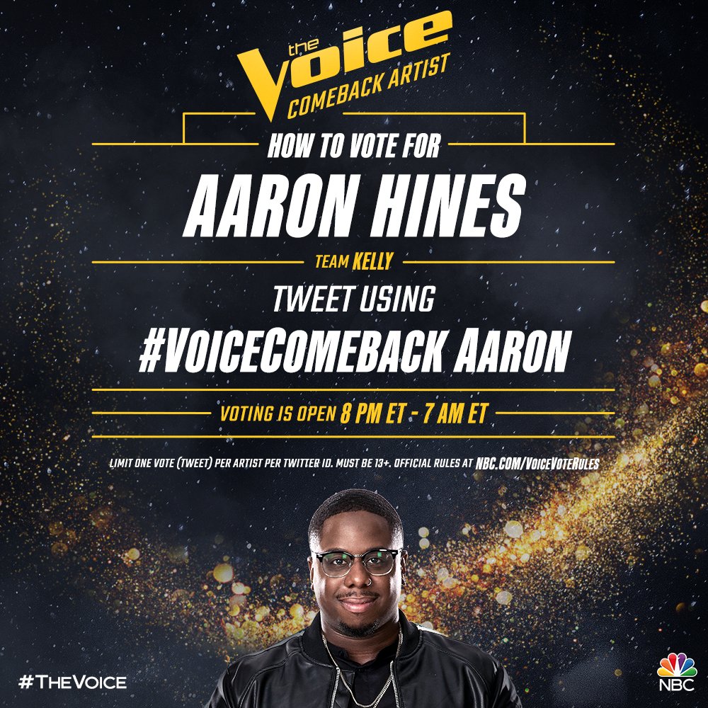 CBlood2COOL's tweet photo. Retweet to vote for @officialaaronh! 🗳 #VoiceComeback Aaron https://t.co/vkgVdp1Yia https://t.co/bACTsGS6ht