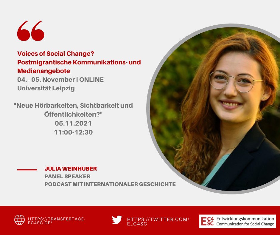 Wir freuen uns, dass Julia Weinhuber bei der 2. EC4SC Tagung mit dabei ist.